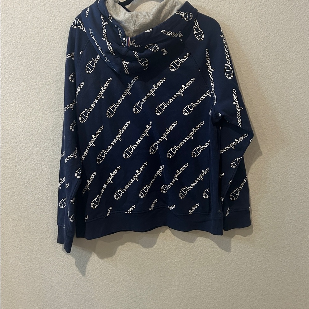Champion Men's Navy Logo Hoodie - Picture 3 of 5